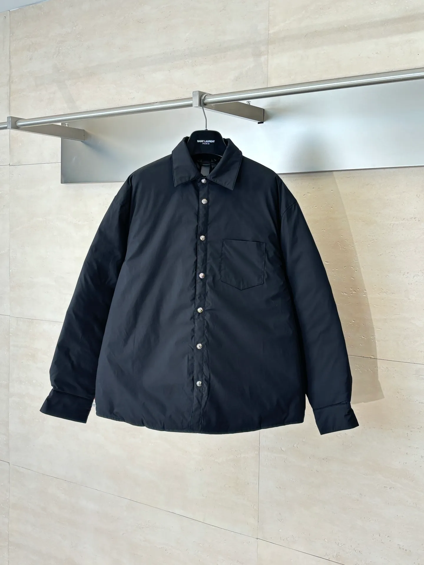 P580 Chrome Heart*/Chrome Heart solid color silver-plated shirt-style cotton jacket Size: S/M/L/XL